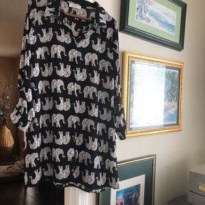 Ladies  Tunic Style Elephant Motif Top
